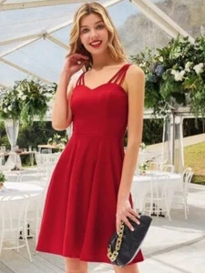 GRACE KARIN Women's XXL Red Spaghetti Strap Fit & Flare Dress Sweetheart NWT - Picture 1 of 10