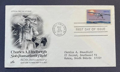 First Day of Issue 50th Anniversary Lindbergh’s Solo Transatlantic Flight 1927 - Image 1 of 2