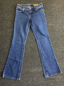 Seven 7 Classic Flare Denim Jeans Womens 31 Bootcut Stretch Distressed Low Rise - Picture 1 of 12