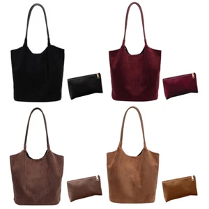 Shoulder Bag Faux Suede Slouchy Handbag for Women Top-handle Bag for Work Travel - Picture 1 of 23