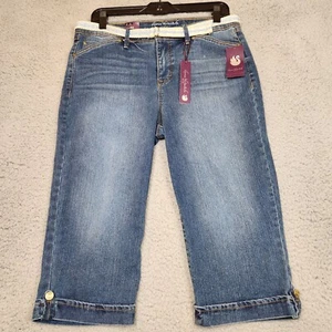 NWT GLORIA VANDERBILT Women's SIZE 8 (33X17) Lillian Belted Skimmer Crop Jeans - Picture 1 of 22