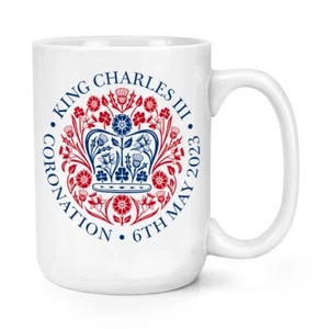 Coronation Emblem King Charles III 15oz Large Mug Cup Commemorative Gift Kings - Picture 1 of 1