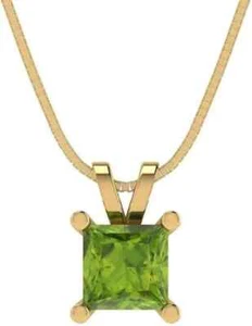 0.52 Ct Peridot Solitaire Pendant 10K Solid Yellow Gold - Picture 1 of 4