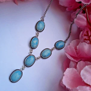 Larimar Gemstone Necklace 925 Silver Plated Handmade Jewelry MUS-OH05 - Picture 1 of 4