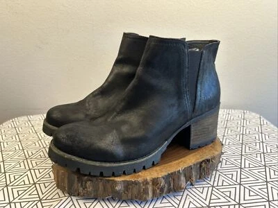 Clarks By Carlos Santana Gill Botas Tacón Grueso Cuero Negro 10 Foto 1 de 4