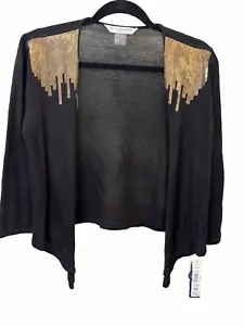Shawl Peter Nygard Petite Party Dress Wrap Sequins Open Front Sweater Size Small - Picture 1 of 6