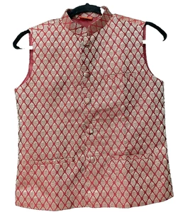 Vastramay Indianerweste Nehru Jacke Weste Gr. 14/45 rot goldener Knopf - Bild 1 von 15