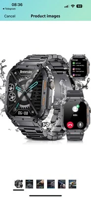 Military Smart Watch for Men(Dial/Answers)with Blood Pressure Heart Rate Tracker - Image 1 of 4