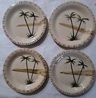 Lot/4 Mulberry Home Collection Palm Tree Supper Dinner Plates Hand Painted