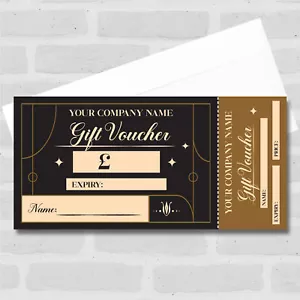 Gold Black Any Details Generic Perforated Business Gift Voucher - Picture 1 of 2