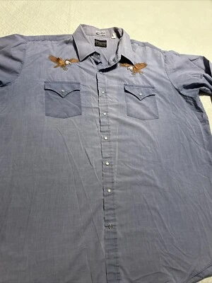 Vintage PLAINS Big Man 2XL EMBROIDERED EAGLES Western Rockabilly Shirt - Image 1 of 4