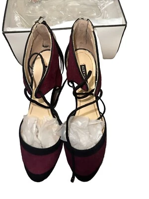 Alex Marie Black/Red Closed Toe Ankle Strap Cuban Heel Size 7M Woman's - Imagem 1 de 4