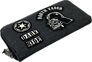 Disney Loungefly schwarz Denim umlaufender Reißverschluss Star Wars Darth Vader Galaktische Geldbörse - Bild 1 von 3