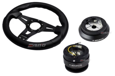 Volante de cuero de francotirador NRG 320 mm BK St CF S + 120H buje Gen2 liberación negra Foto 1 de 4