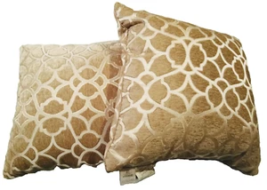 Set of 2 Soft Plush Square Geometric Decorative Throw Pillows 16 x 16" - $80 NEW - Picture 1 of 3