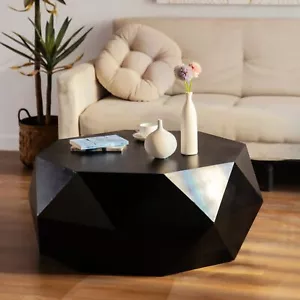 38" Three-Dimensional Embossed Octagonal Coffee Table in American Retro Style - Picture 1 of 33