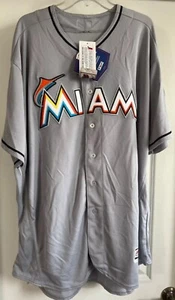 Authentic NWT Miami Marlins Majestic jersey size 56 New With Tags Road Gray - Picture 1 of 2