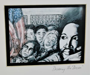 Martin Luther King Jr. Kunstdruck Dreaming The Dream 12"x9" weiß schwarz - Bild 1 von 4