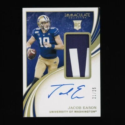 2020 Immaculate Collegiate Jacob Eason Gold Rookie Name Patch Auto RC #21/25 - Image 1 of 2