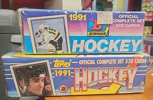 1991-92 TOPPS & BOWMAN HOCKEY COMPLETE SEALED FACTORY SETS RARE - Picture 1 of 4