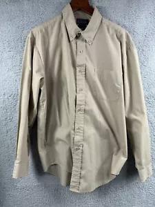 Basic Editions Men's Long Sleeve Taupe Color Button Down Shirt Size L Large - Picture 1 of 10