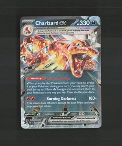 Carta Pokémon holográfica ultra rara Charizard ex 054/091 Paldean Fates casi nueva - Imagen 1 de 10