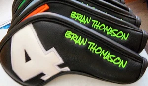 10pcs BRIAN THOMASON Leather Golf Iron Head Covers Thick Synthetic Golf Club - Picture 1 of 8
