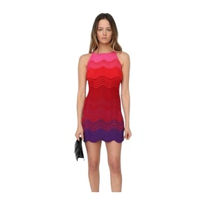 Abito nuovo con etichette strappato da Ronny Kobo Hope rosso multi rosa viola ombreggiato mini dress piccolo - Foto 1 di 9