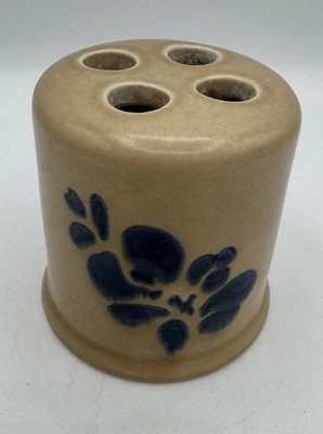 Soporte para cepillo de dientes Pfaltzgraff arte popular azul tostado de colección Foto 1 de 4
