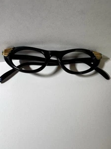 Vintage CHRISTIAN DIOR sz 5 1/4 Eyeglasses Frame no glass MI AUSTRIA Black Cat - Picture 1 of 10
