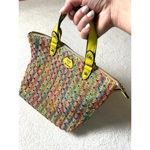 VTG Juicy Couture Summer Small Tote Straw Woven Gold Y2K Coastal Hawaii - Picture 1 of 16