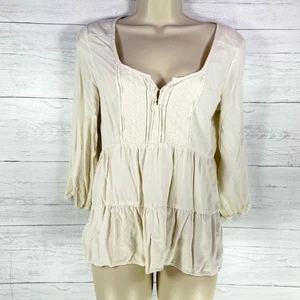  Blusa Babydoll Crema Mujer Pequeña American Eagle Y2k Campesina Cottage Coque De Colección - Imagen 1 de 6