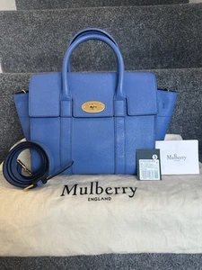 Mulberry Bayswater Small Classic Grain In Porcelain Blue - Picture 1 of 21