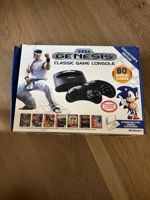 SEGA Genesis Classic Black Game Console with 80 Preloaded Games w/Sonic Hedgehog - Image 1 of 4
