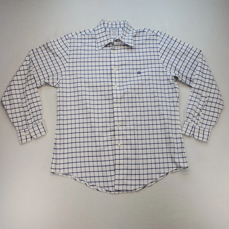 Brooks Brothers Dress Shirt Mens L Blue Geometric Regent Fit Button Down Supima - Image 1 of 4