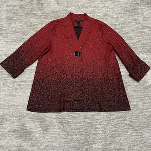Ali Miles Jacket Womens XL Red Black Metallic Button Front Cardigan Blazer Top - Picture 1 of 14