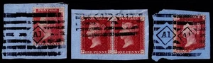 1869-72 1d Red SG 43 x3 Fine AZEMAR Machine Cancels Fine Used - Picture 1 of 1