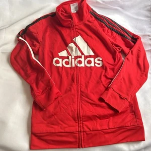 Adidas Big Boys Contrast 3-Stripe Tricot Jacket - Red 10/12 - Picture 1 of 3