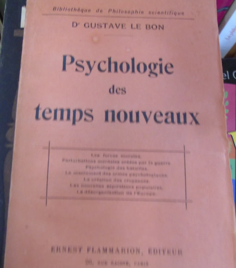 Psychologie des temps nouveaux Gustave Le Bon Flammarion 1920 - Photo 1/1