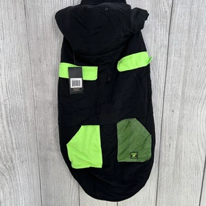 Canada Pooch Dog Coat 28 (65-75lb) Green Black ReNew Hooded Parka Fleece Lined - Picture 1 of 15