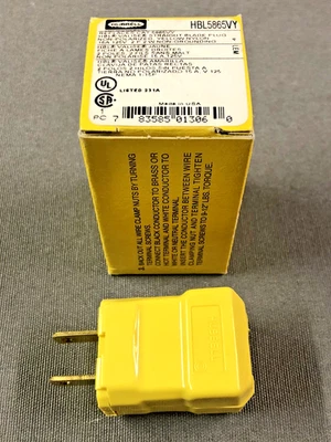 Hubbell HBL5865VY Straight Blade Plug 15A 125V 2 Pole 2 Wire Non-Ground - Qty. 1 - Image 1 of 4