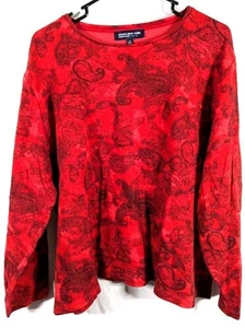 Jones New York Signature Mujer Rojo/Negro Diseño Paisley 3X Usado - Imagen 1 de 8