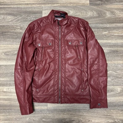 Distortion Motorcycle Jacket Mens MediumFaux Soft Leather Really Nice - Image 1 of 4