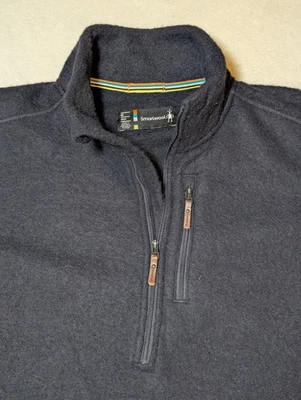 Smartwool Hudson Trail Fleece Black Half Zip Long Sleeve Wool Sweater SZ Men's M - Image 1 of 4