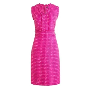 J.Crew Hot Pink Boucle Tweed Sleeveless Sheath Dress - Picture 1 of 8
