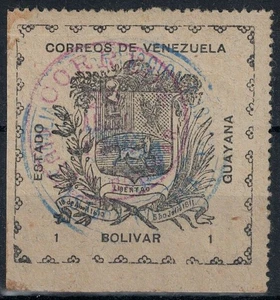 VENEZUELA 1903 Stemma di Guayana 1b nero su grigio us - Picture 1 of 1