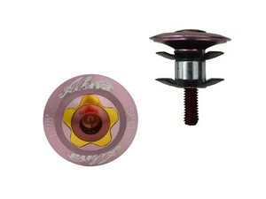 1 NEW BIKE BICYCLE HANDLE BAR HEADSET STEM STAR NUT 28.6mm ALUMINUM TOP CAP PINK - Picture 1 of 1