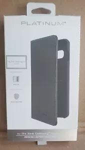 Custodia portafoglio in vera pelle platino per Samsung Galaxy S10 - nero - Foto 1 di 4