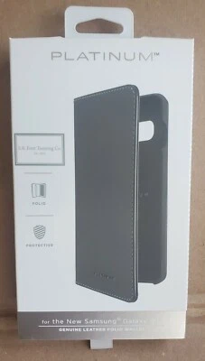 Platinum Genuine Leather Folio Wallet Case for Samsung Galaxy S10 - Black - Image 1 of 4