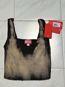 Diesel Deidra maglia ebano crop canotta donna M nuova $375 - Foto 1 di 2